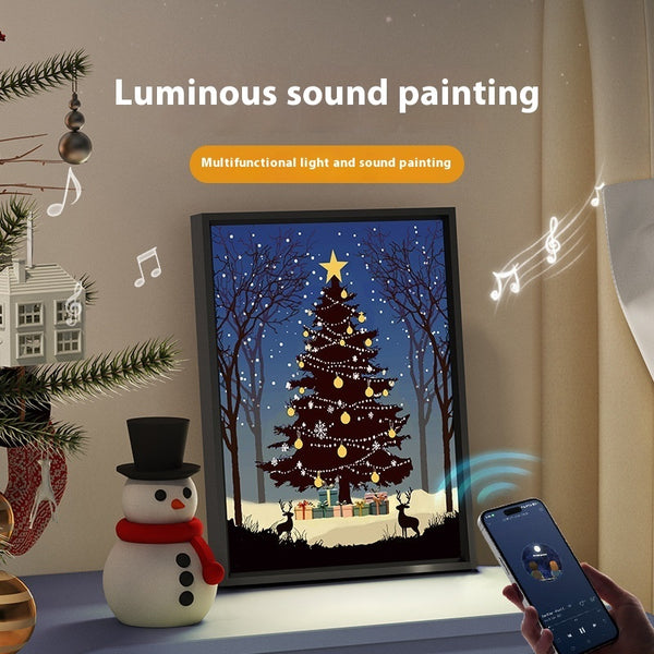 2025 New Luminous Speaker Christmas Tree Painting Bluetooth Speaker Desktop Ornament Gift Light And Shadow Art Lighting