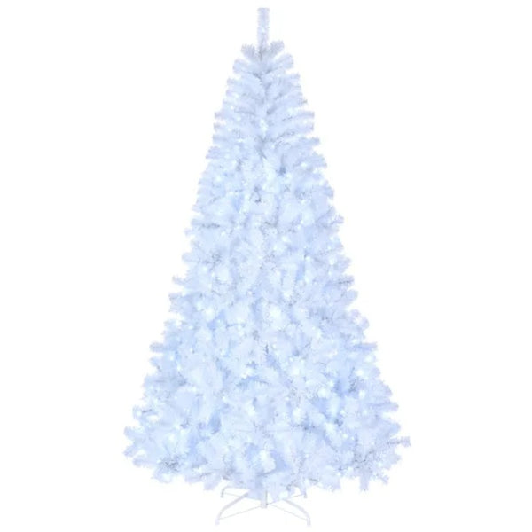 FCH 7ft 1346 Branches Automatic Tree Structure PVC Material 500 Lights Cool Color 8 Modes Christmas Tree White